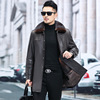 Autumn and winter Haining genuine leather leather clothing man Mid length version Whole mink Lapel Middle and old age Sheepskin Removable Internal bile Large