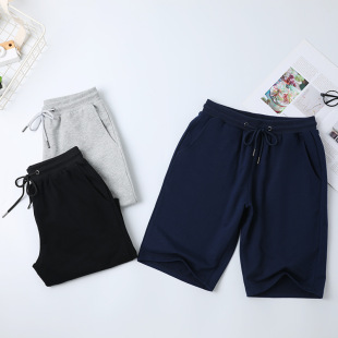 Men's Casual Sports Elastic Shorts Cotton Beach Home Shorts Solid Color Factory Direct Sale Sweat-Absorbent and Breathable