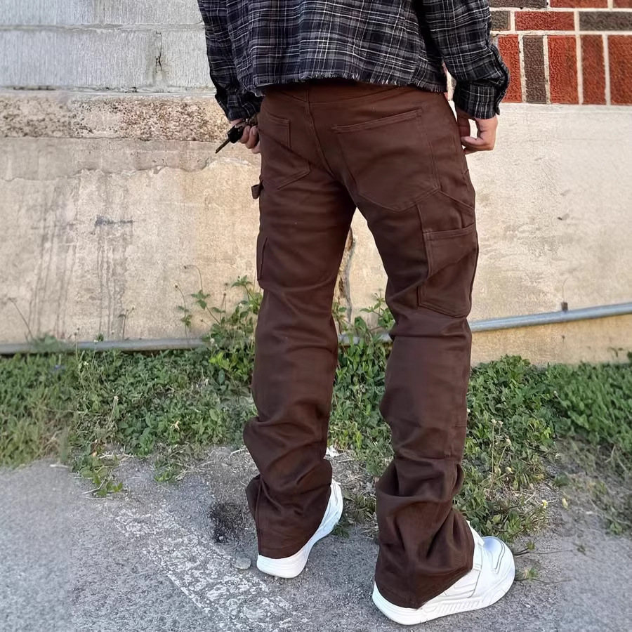 Men's Clothing Slim Fit Tapered Wide Leg Trousers American Retro Minimalist Trendy Versatile Denim Jeans_mkmklike.com