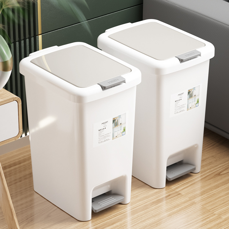 Trash Can for Home Use in Bathroom, Kitchen, Toilet, with Lid, Large Size, Narrow Gap Design, for Bedroom, Plastic, Open Lid, Foot-Operated Trash Can for Home Use in Bathroom, Kitchen, Toilet, with Lid, Large Size, Narrow Gap Design, for Bedroom, Plastic, Open Lid, Foot-Operated