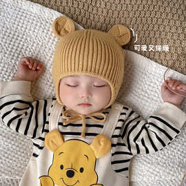 冬季ins韩版宝宝帽子秋冬男女宝0-1岁可爱护耳帽婴儿针织毛线帽潮