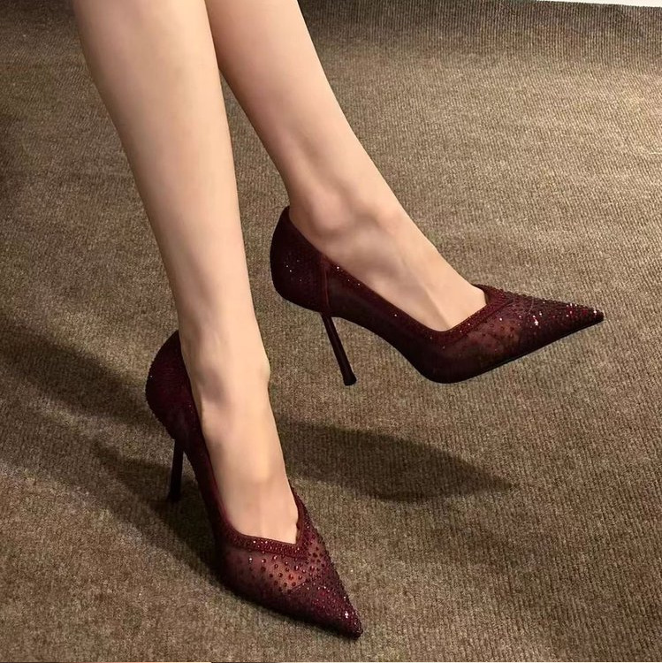 New Style Lace High-Heeled Shoes for Women, Transparent Sexy Fairy Sandals, Crystal Wedding Shoes, French-Style Niche Single Shoes New Style Lace High-Heeled Shoes for Women, Transparent Sexy Fairy Sandals, Crystal Wedding Shoes, French-Style Niche Single Shoes