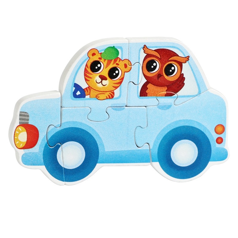 Iluminación de madera infantil educación temprana camión de bomberos vehículo de ingeniería cognitivo de transporte puzzle tridimensional puzzle puzzle juguetes