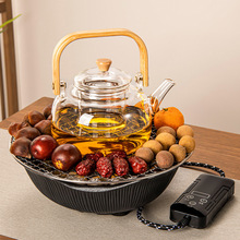 WG6Q新款围炉煮茶器具家用室内全套电陶炉烤火炉煮茶茶具套装玻璃