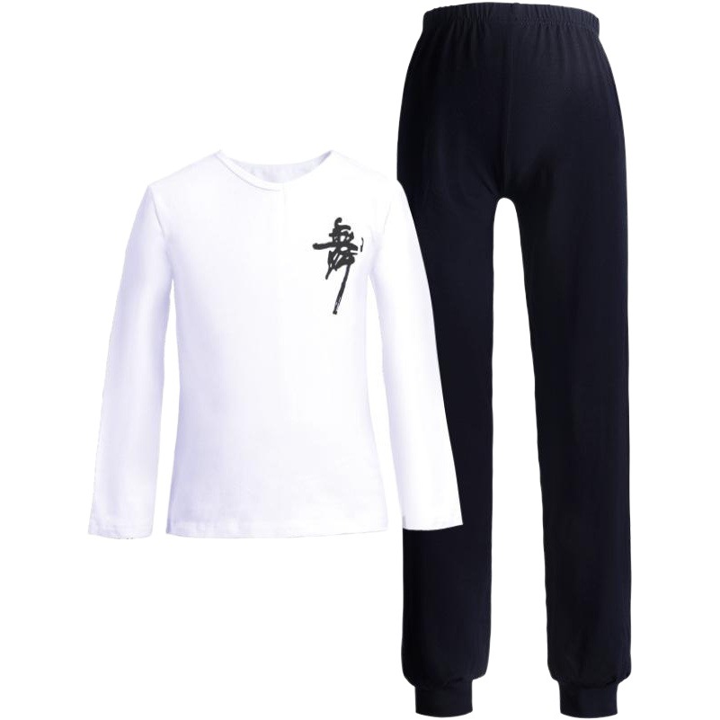 Ropa de baile para niños traje con cuello en V camiseta de dos piezas ropa de práctica dividida blanco otoño manga larga Ropa de baile chino