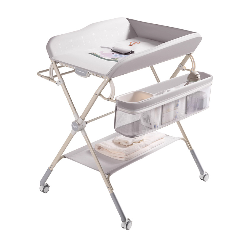 Mesa de pañales, mesa de cuidado infantil, mesa de baño multifuncional móvil plegable portátil para pañales para bebés