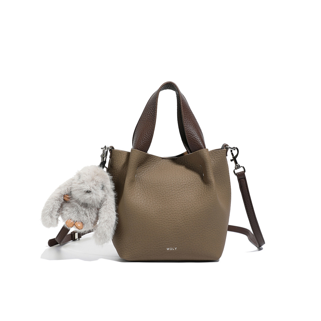 High-end nicho litchi pequeño bolso de cubo para mujeres 2025 nueva moda de hombro mochila bolso de mano