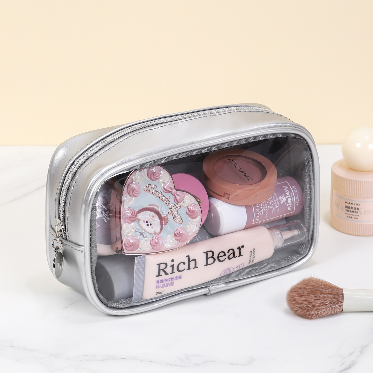 Bolso pequeño plateado transparente