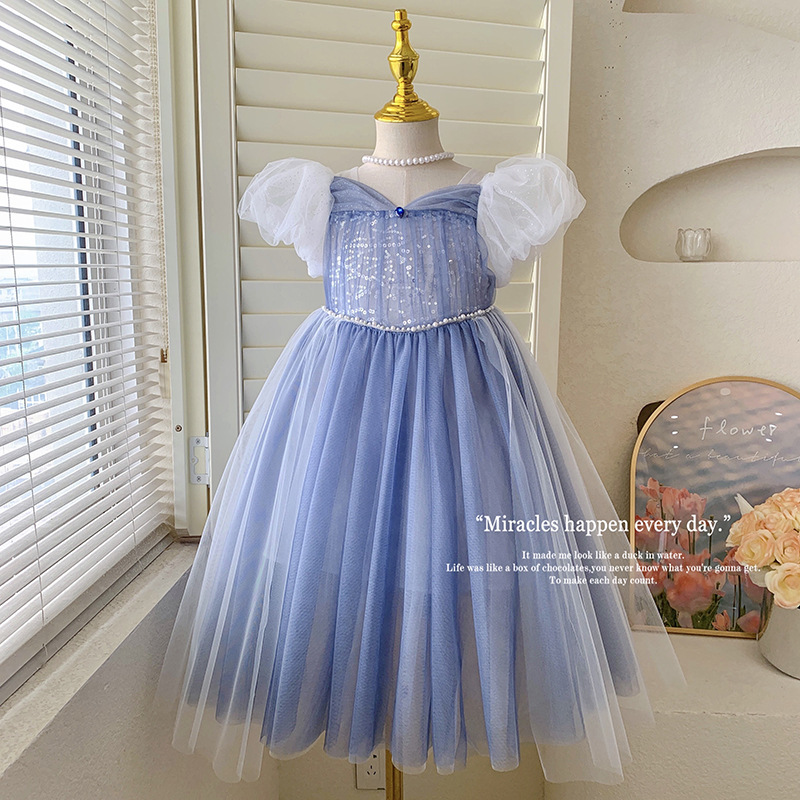 Children Girls Cinderella Cinderella Princess Dress Summer Little Girl Flower Girl Dress Piano Performance dress