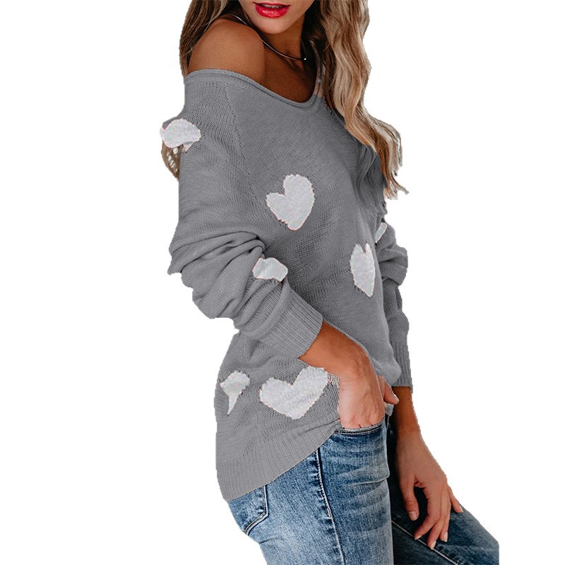 Suéter de punto con cuello en V, estilo europeo y americano, holgado, con temática de amor, para el Día de San Valentín, novedad de otoño e invierno 2026, para mujer, disponible en Amazon.