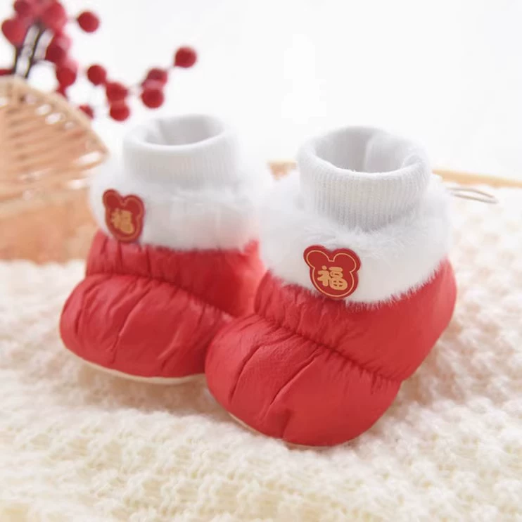 Зимние детские кроссовки плюс бархат утолщенные теплые хлопчатобумажные ботинки Большие красные детские ботинки