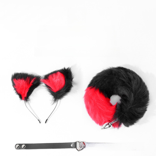 Charming Set Fox Tail Headband, SM Posterior Accessories for Women, Colorful Collar, Couple's Passionate Game Props