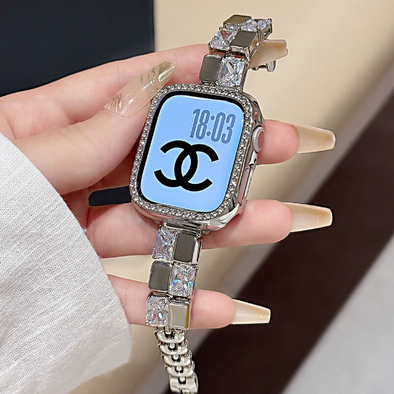 Cool Premium Sense Small Ice Cube Zircon Strap for Applewatch Apple Watch S10 Women's iwatchs98