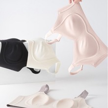 兔耳朵杯无钢圈隐形内衣大胸显小聚拢裸感内衣透气收副乳大码胸罩
