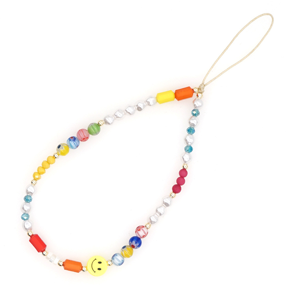 Wholesale Accessories Mixed Color Glass Flower Beads Mobile Phone Chain Nihaojewelry display picture 6