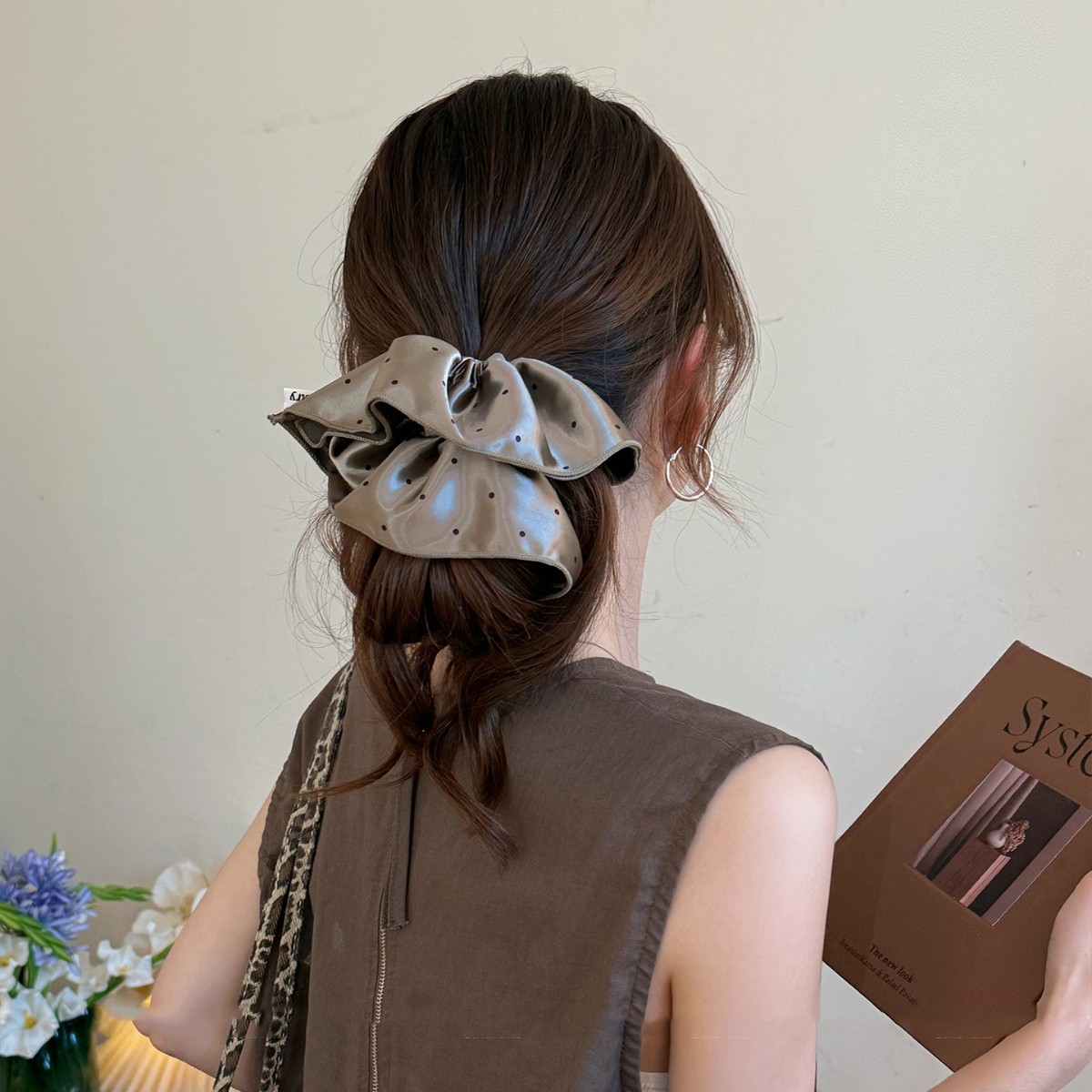 Double Layer Polka Dot Hair Scrunchie For Women Elegant Style_voghion.com