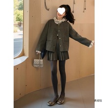 遇阅钰韩系赫本风感时尚双面呢短款毛呢大衣外套2025秋冬