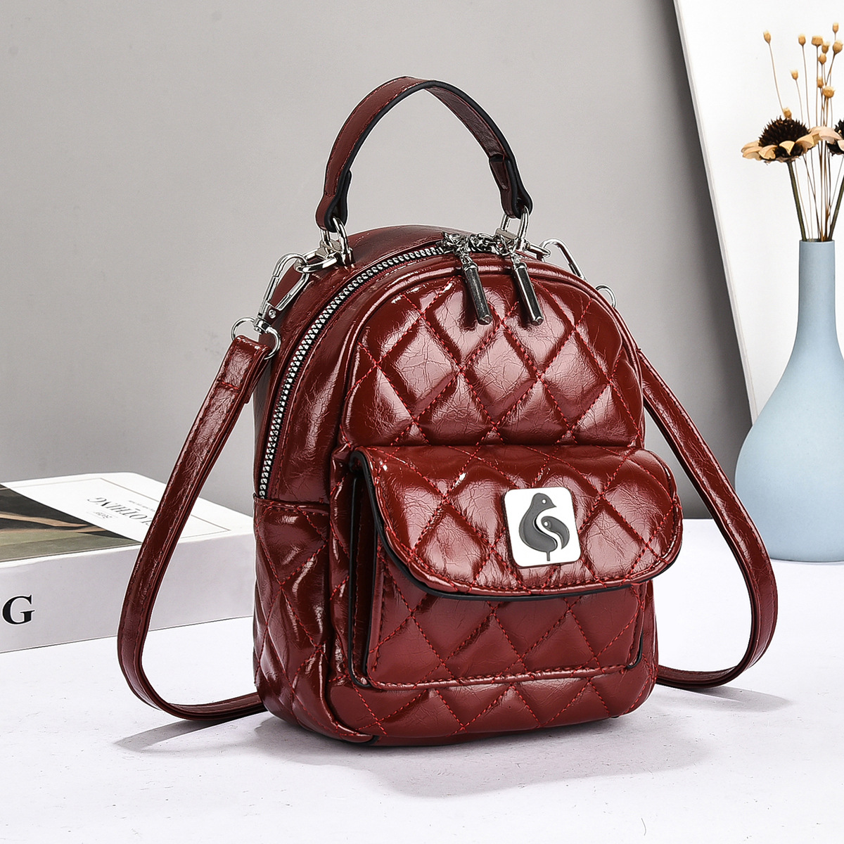 Mochila de mujer cuadrada, mochila de moda casual, mochila práctica, bolsas transfronterizas