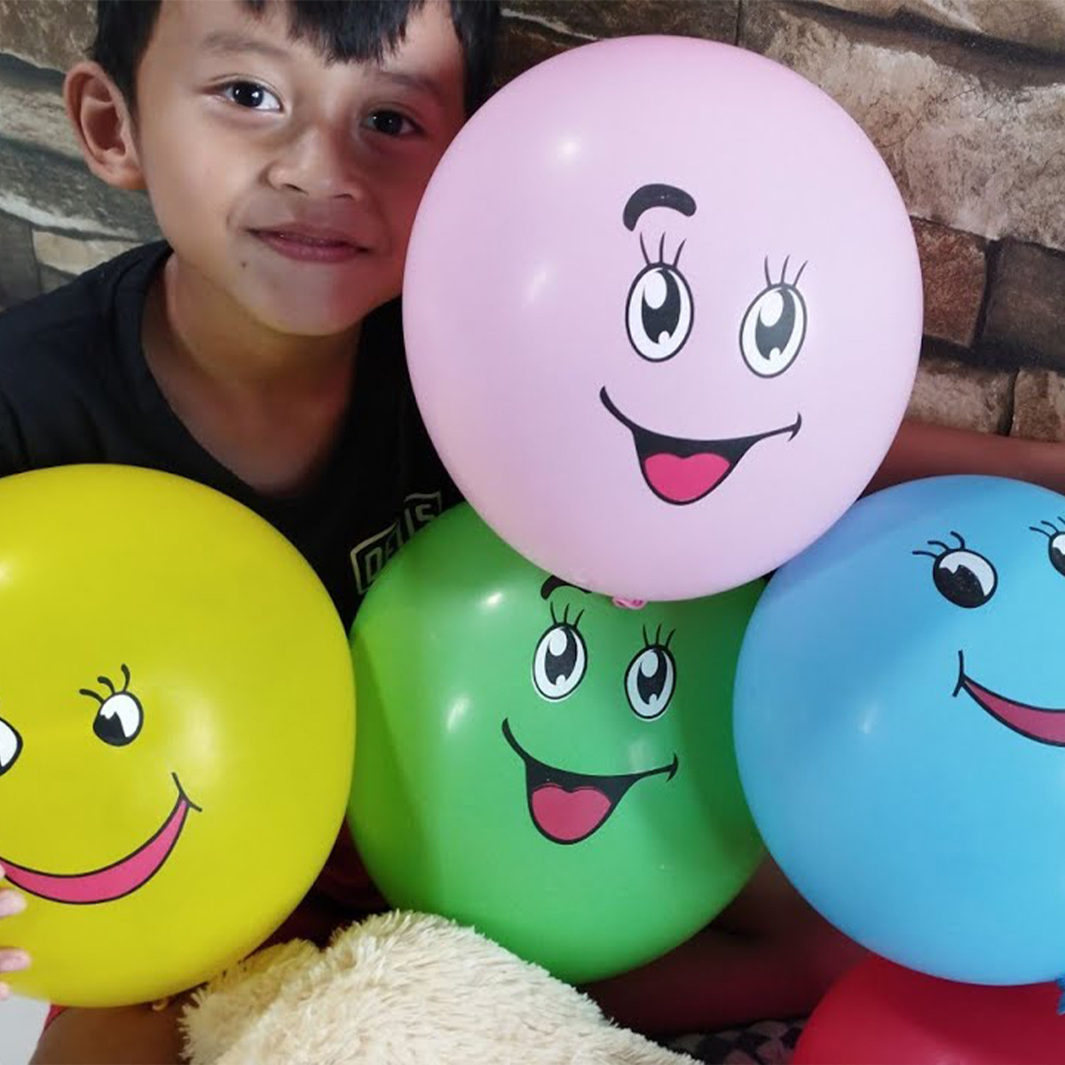 Emoji globo de dibujos animados globo escena decoración diseño de cumpleaños de los niños globo redondo de impresión de látex de 12 pulgadas