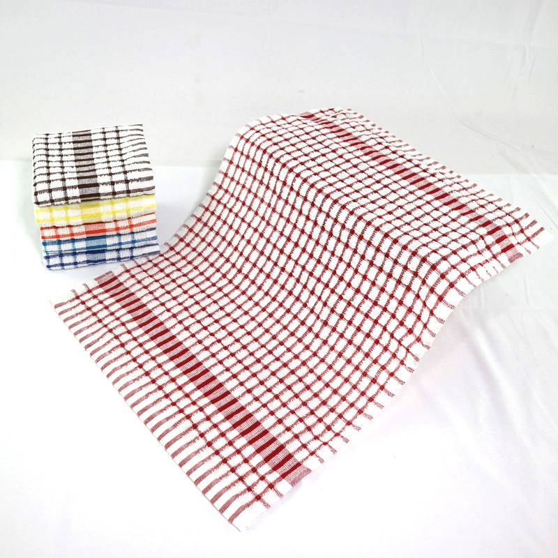Кухонное полотенце жаккардовое с принтом штрих-кода для трансграничной торговли, в наличии, маленькое клетчатое полотенце для чая