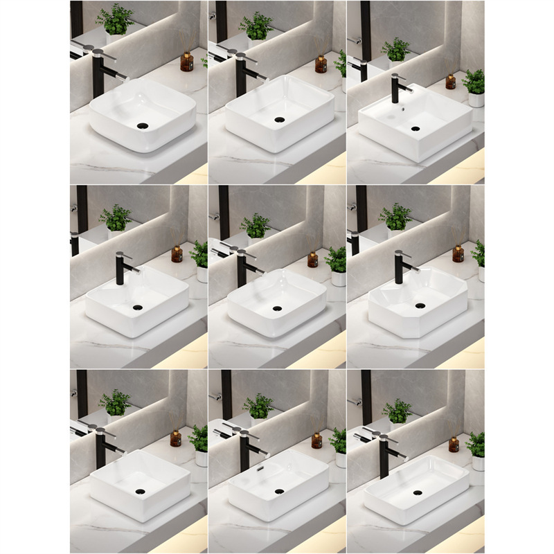 Bathroom Ceramic Washbasin Table Basin Wash Basin Balcony Art Small Table Basin Square Round Single-sided Basin Household