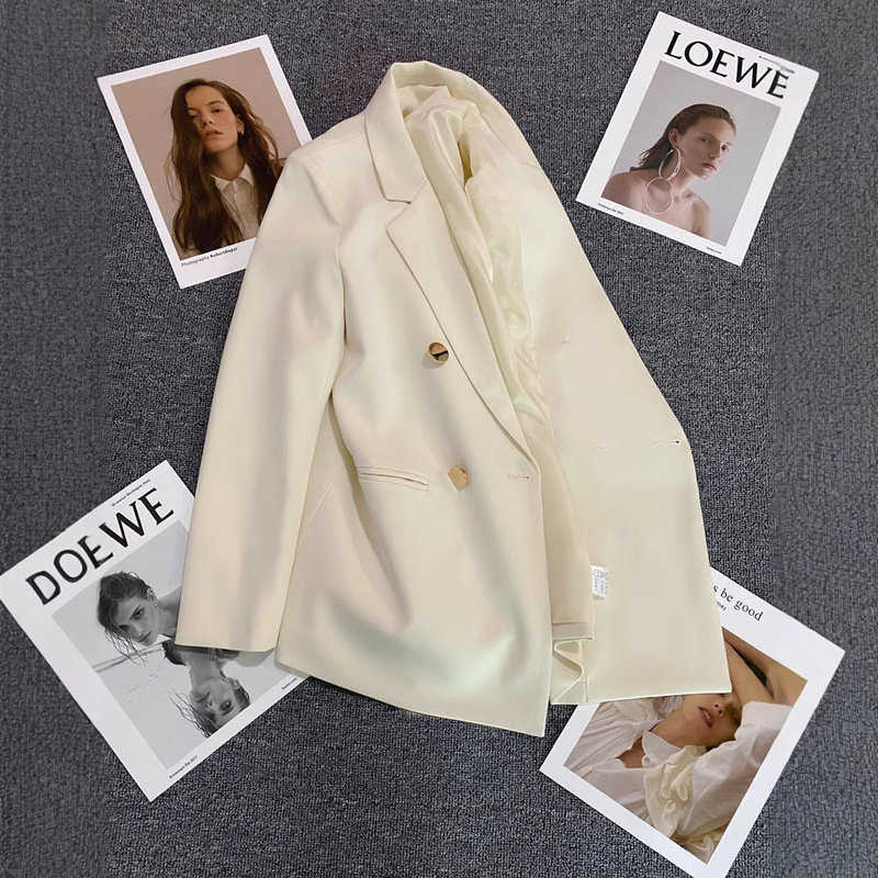 Small Suit Jacket for Women Autumn 2024 New Style Loose Elegant Versatile Work Clothing Double-Breasted Suit Age-Reducing British Style