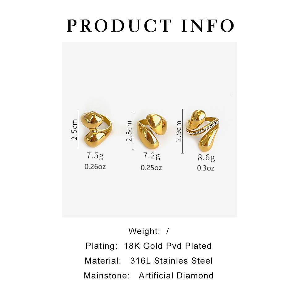 10g Weight Rings Classification Wholesale Jewelry Simple Style Classic Style Solid Color 304 Stainless Steel Irregular Plating Stainless Steel Rings