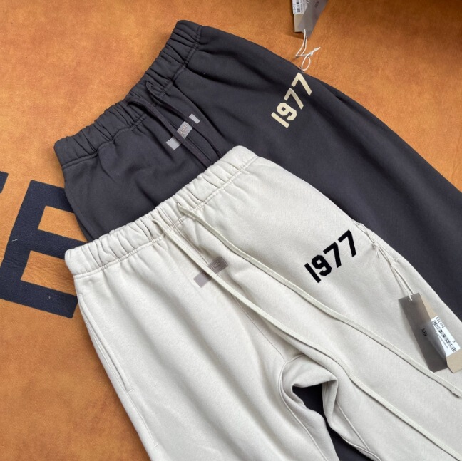 High Quality Casual Pants Cotton Sports Flocking Printing Straight Leg Relax Men Sweatpants