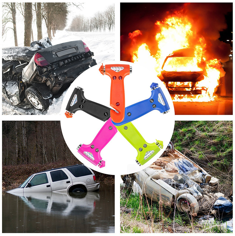 Car Safety Hammer, Window-Breaking Self-Driving Emergency Tool, Multi-Functional Two-In-One Solid Fire Escape Hammer, Life-Saving Hammer