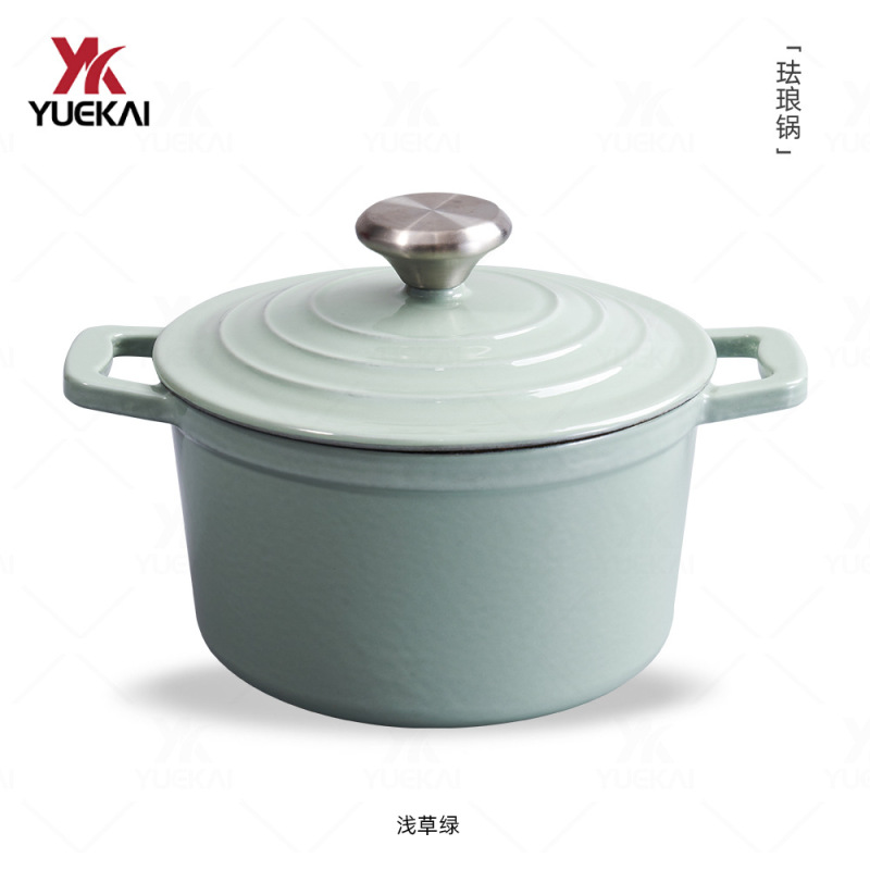 月凱エナメル鋳鉄鍋中国式蒸煮煮込み家庭用無粘スープ鍋卸売りcast iron pot|undefined