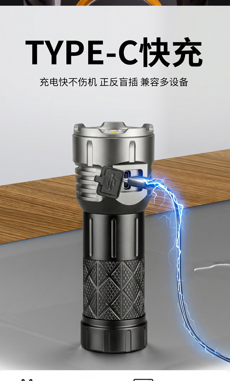 Cross-Border New Model Eight-Eye Strong Light Mini Flashlight, Long-Range, Small, Portable, Outdoor, Ultra-Bright, Magnetic Work Light for Home Use