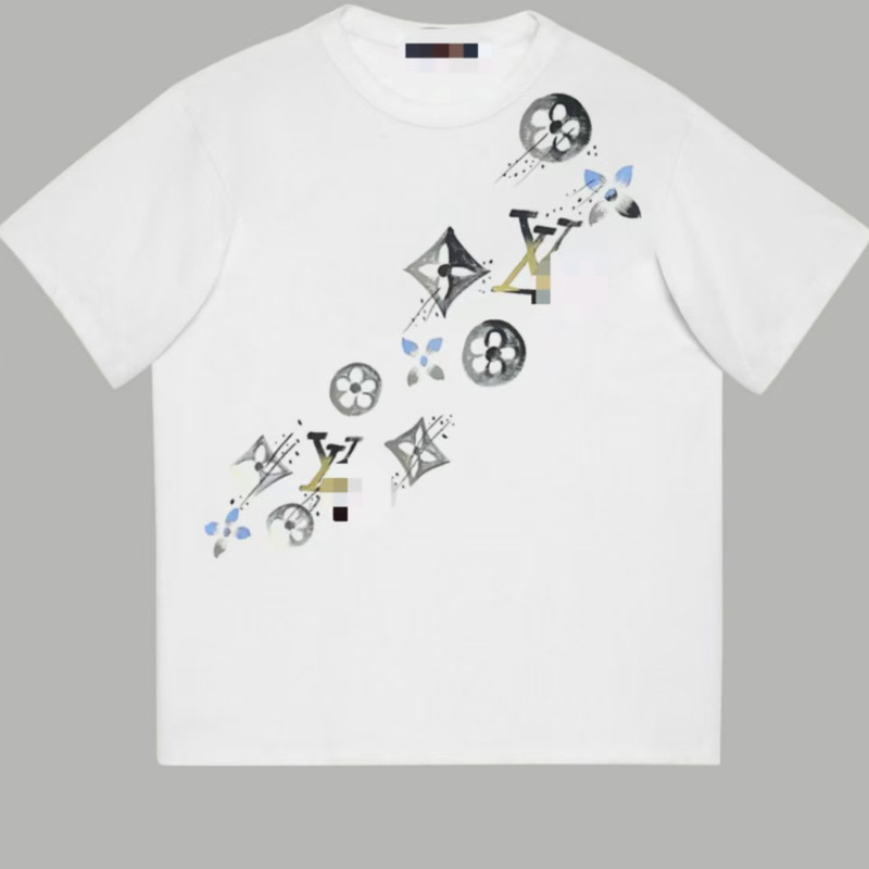 2025 European and American Trendy Brand Short-Sleeved Ins Cotton Summer New Men's Printed T-Shirt Trendy Men's and Women's Versatile Round Neck Body