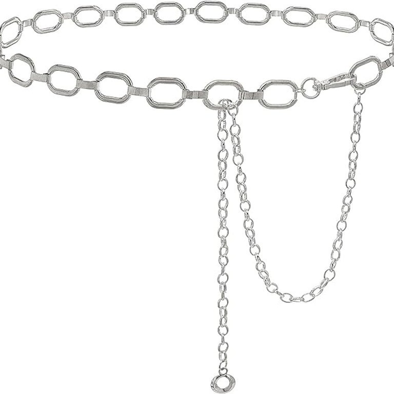 欧美跨境新品时尚ins风单层腰链吊坠女士装饰百搭金属镂空腰带