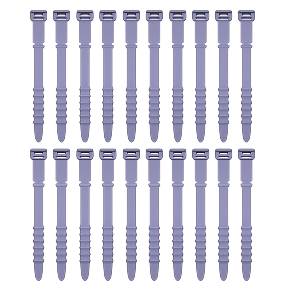 20 piezas de cable de silicona organizador Winder auriculares cable de datos Cable de almacenamiento arnés traje [Cinco colores Fishbone]