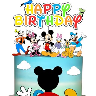 Birthday Party Male and Female Baby First Birthday Card Disney Cartoon Character Mickey and Minnie Cake Decoration