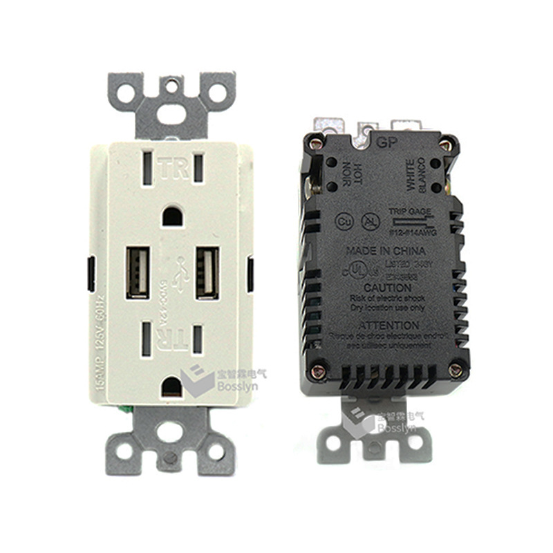 宝智霖供应美式双USB插座 酒店家庭4.2充电插座美标墙壁电源插座