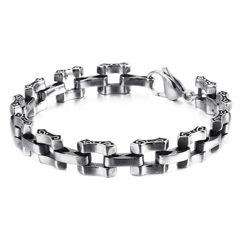 Pulsera de hombre de acero de titanio punk retro moda europea y americana patrón de personalidad simple pulsera de acero inoxidable accesorios de los hombres de moda