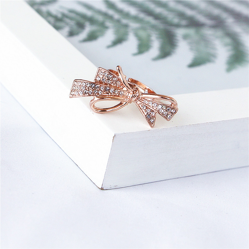 Simple Style Bow Knot Alloy Rhinestone Womenu0027S Rings
