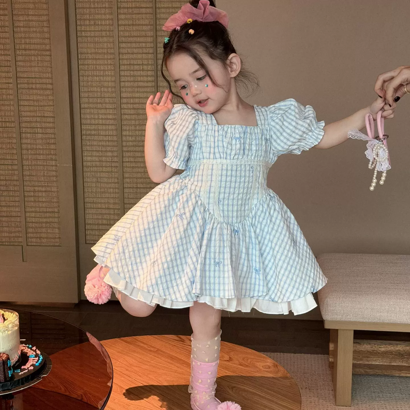 2026夏季新款童装 韩版童装 女童洛丽塔泡泡袖连衣裙 短袖裙子