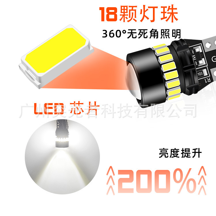 TGZ汽车LED车灯T10示宽灯3014 18smd 3030 带透镜牌照灯门边灯|undefined