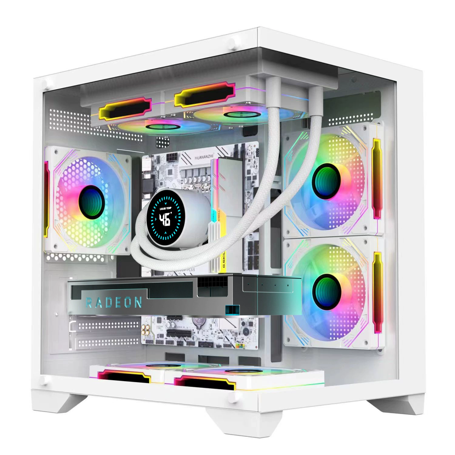 Корпус компьютера AY без колонн морской вид на стол m-atx полноразмерный прозрачный сбоку DIY корпус itx белый