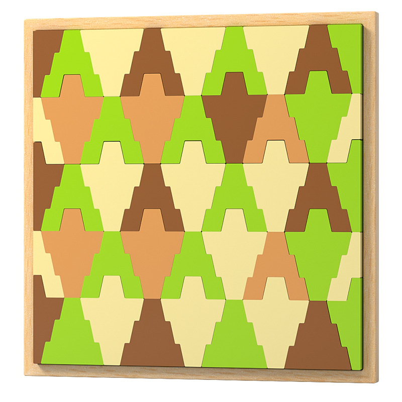 Bloques de rompecabezas para niños, juguetes de educación temprana para bebés ensamblados de partículas grandes de madera 1 1 2 años 3 niños y niñas 6 rompecabezas del bosque