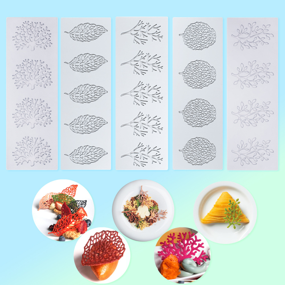Coral Flip Sugar Lace Pad DIY Leaves Chocolate Cake Dessert French Plate Baking Silicone Mold Wholesale