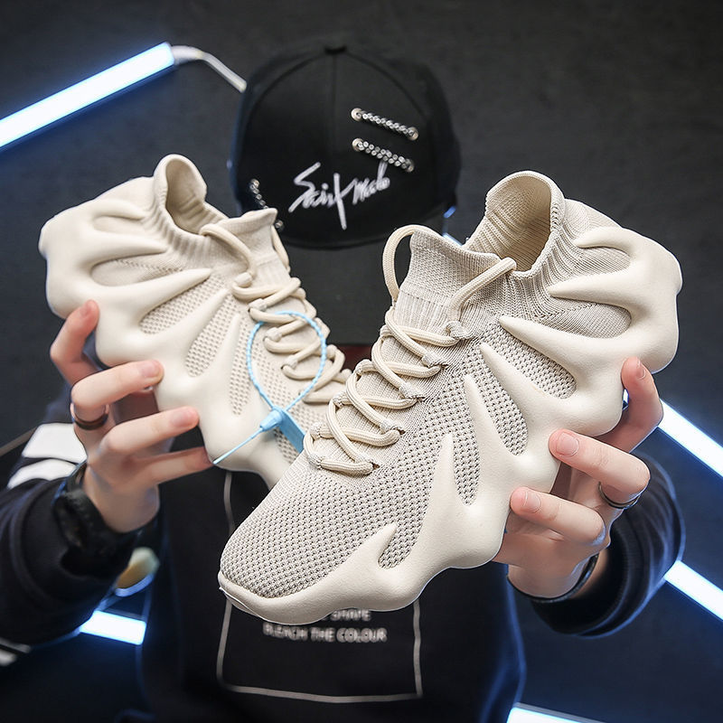 新款透气网面学生运动鞋火山鞋休闲鞋夏季小笼包软底跑步鞋前系带