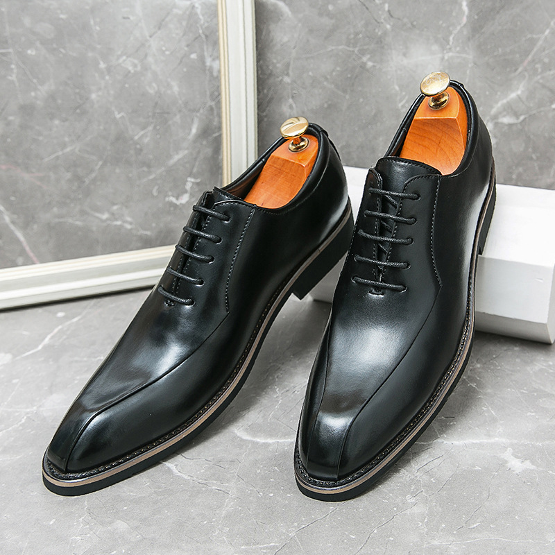 Zapatos de hombre, zapatos de vestir de negocios de talla grande transfronterizos, zapatos de cuero de cena de hombre de moda, zapatos de cuero casuales de corte bajo de estilo británico de moda image 4