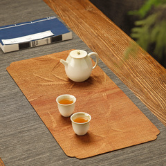 2F Bamboo Woven Table Flag Lacquer Host Seat Chinese Retro Tea Mat Waterproof Tea Table Cloth Woven Tea Set Accessories
