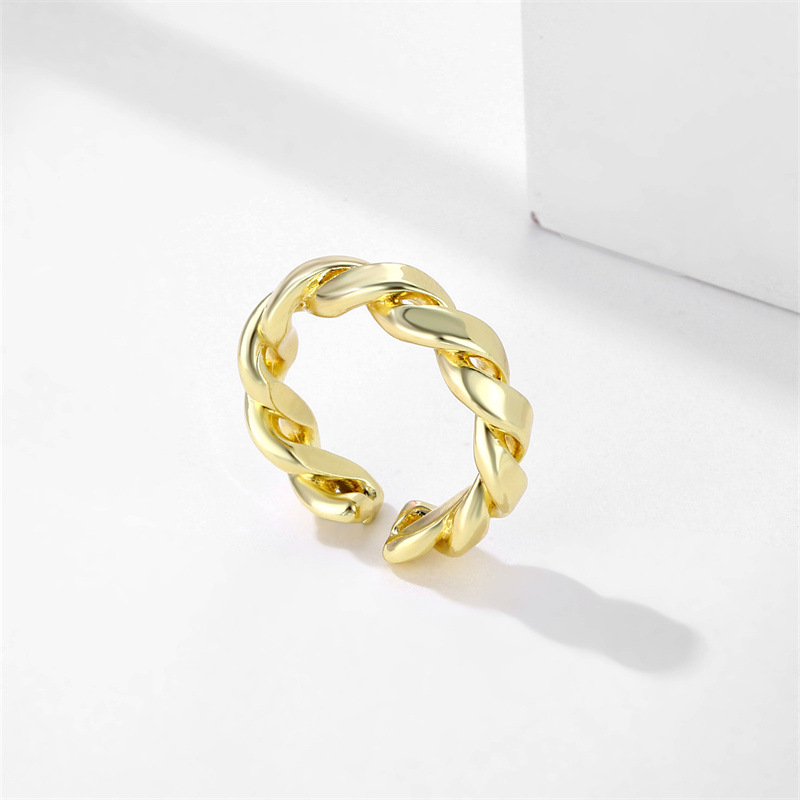 Fashion Geometric Copper Plating Zircon Open Ring