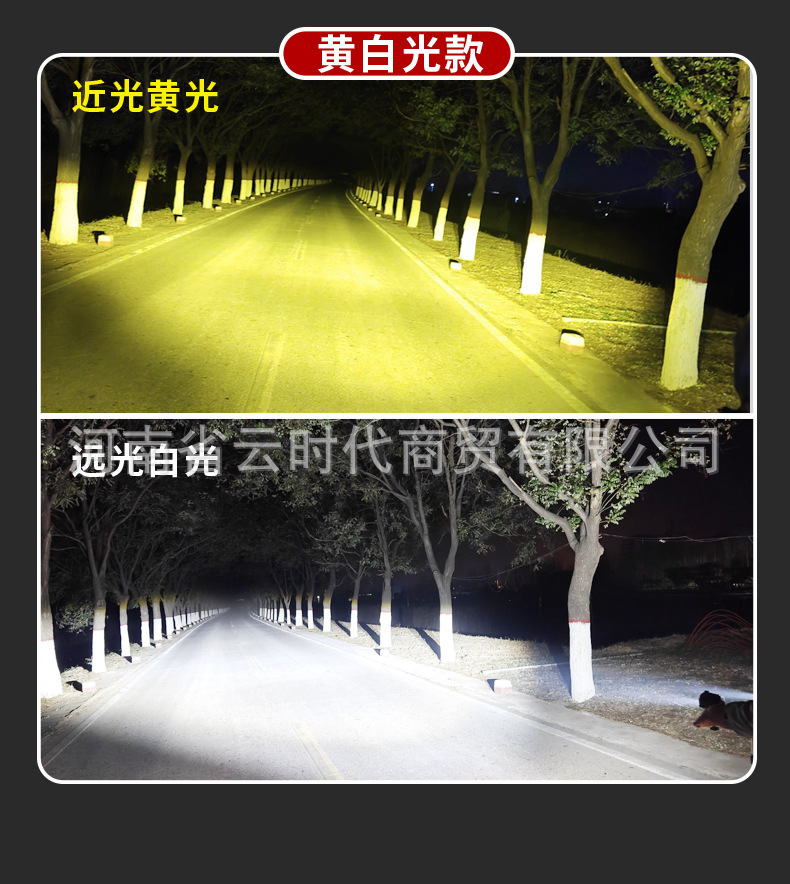 Motorcycle and Electric Vehicle Spotlights, Auxiliary Lights for Car Grilles, Round or Square Options, New Lenses with Far and Near Yellow and White Light