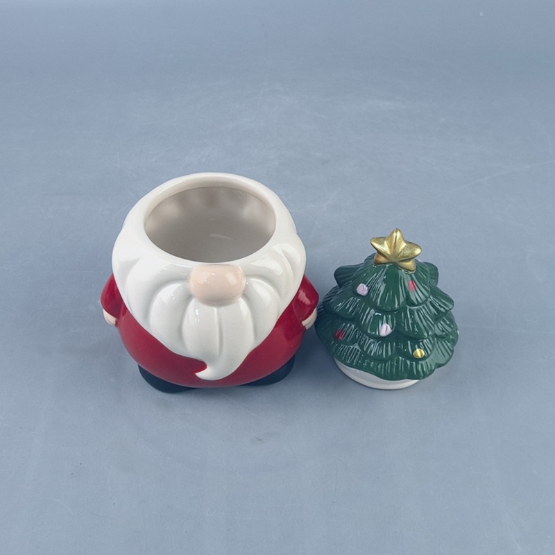 Navidad transfronteriza Navidad marido frasco de cerámica enano pintado de cerámica cubierta de árbol de Navidad decoración de mesa