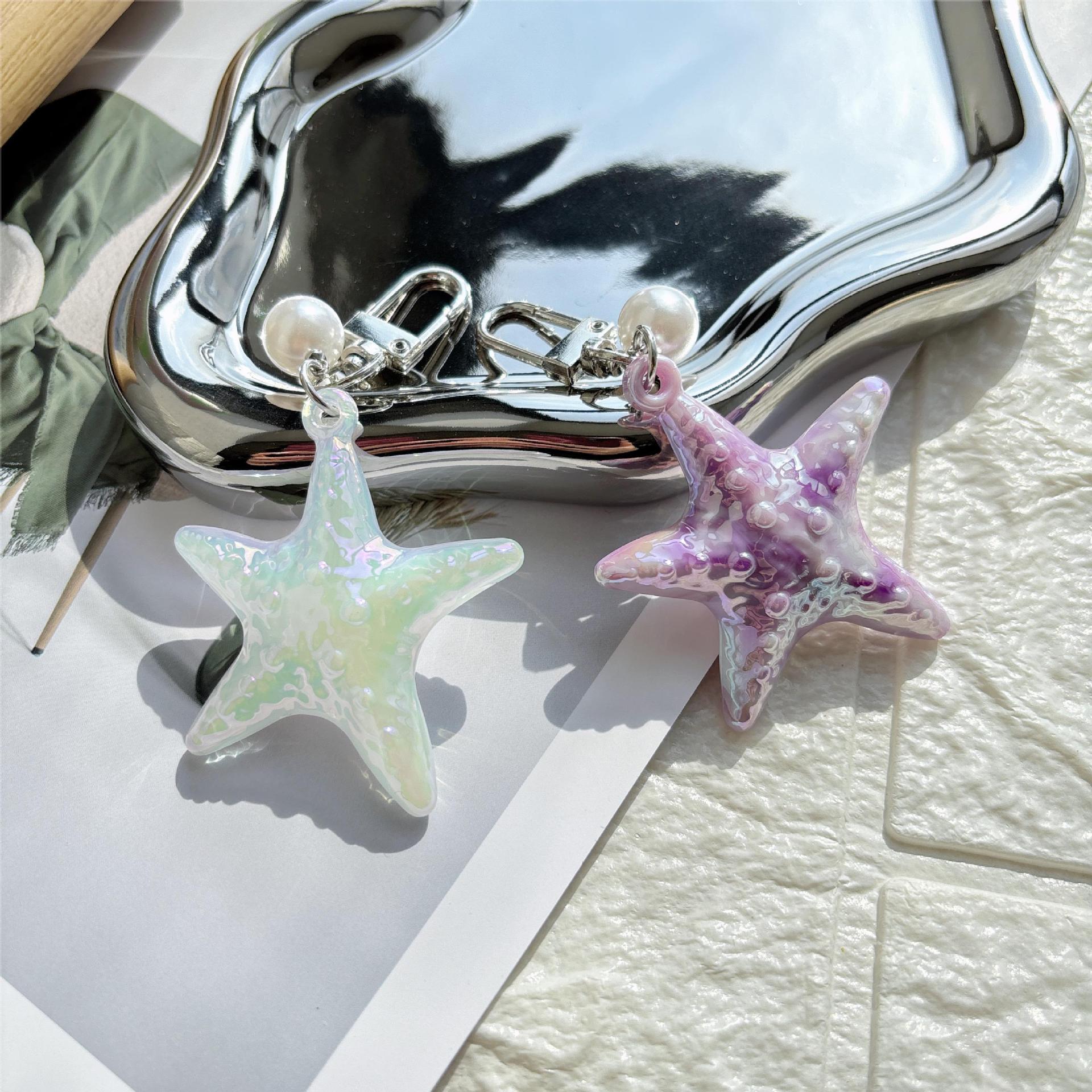 27g Weight Bag Pendant, Keychain Classification 1 Piece Quantity Holiday, Daily Occasion Acrylic Material Starfish Pattern Unisex Gender Marine Style Style 1 Piece Marine Style Starfish Acrylic Unisex Bag Pendant Keychain 1